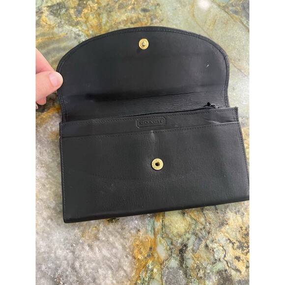 Coach Vintage Black Leather Bifold Long Snap Accordian Wallet - Picture 7 of 9